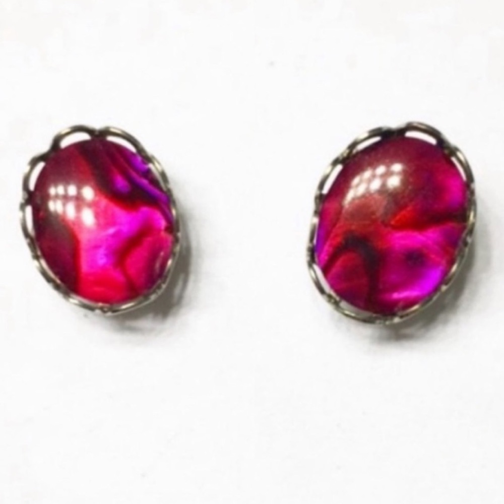 Vintage purple amethyst oval stud earrings